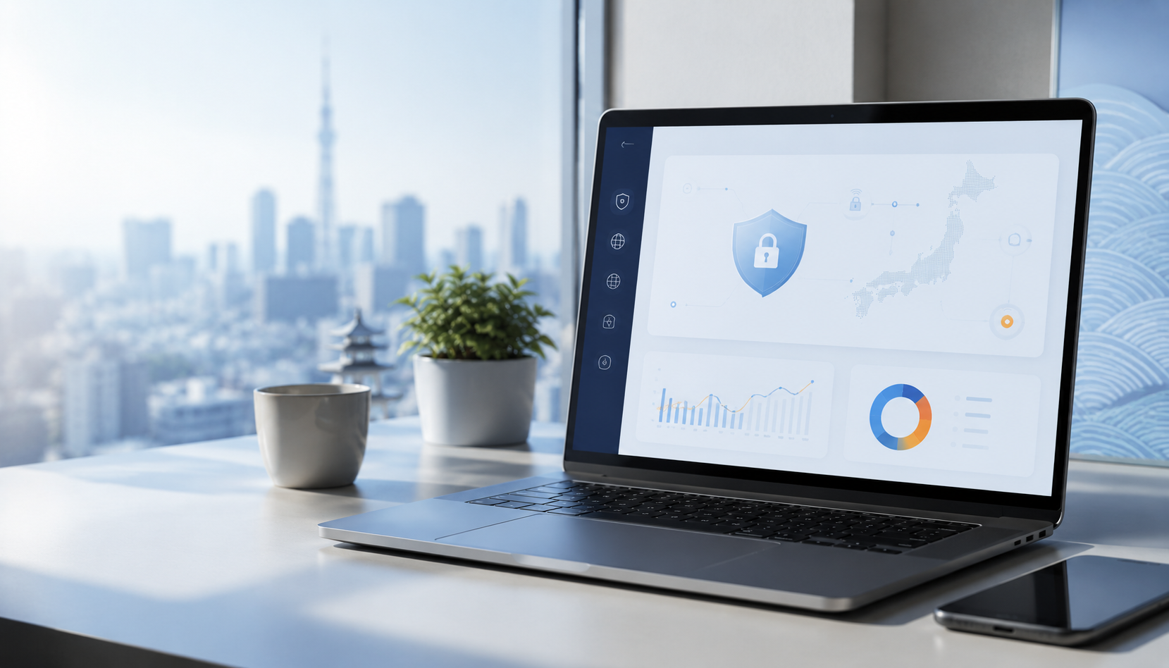 VPN Guidebookのプライバシー保護とVPN比較を表すワークスペース画像